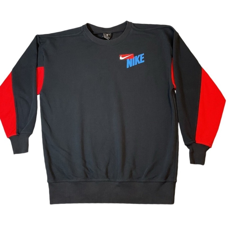 Nike Dri-FIT Sweater Mens XS Black Red Logo Pullover Crewneck Unisex Casual